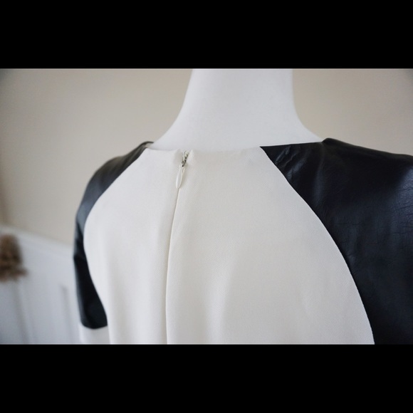 Black and white faux leather t-shirt - Picture 3 of 5